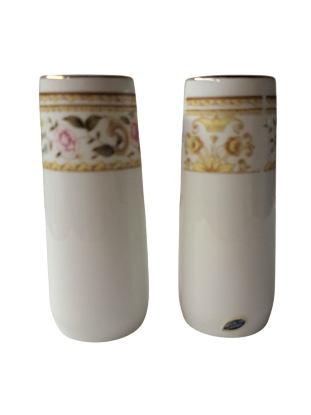 Wallace Heritage Daphne Fine China Salt & Pepper Shakers Floral Gold Trim Japan